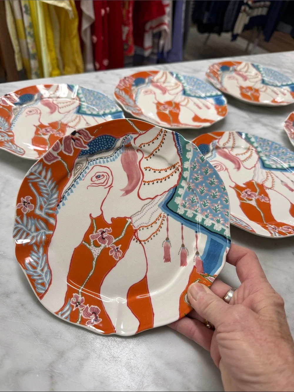 Paige Gemmel for Anthropologie Eastern Elephant Dessert Plates Set of 6